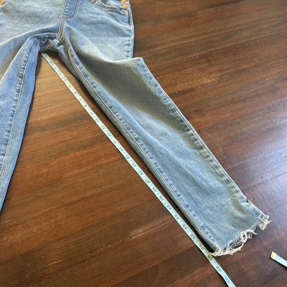 Universal Threads Long Light Wash Denim Overalls Raw Hem Stretch Blues 00/24 - Picture 4 of 8